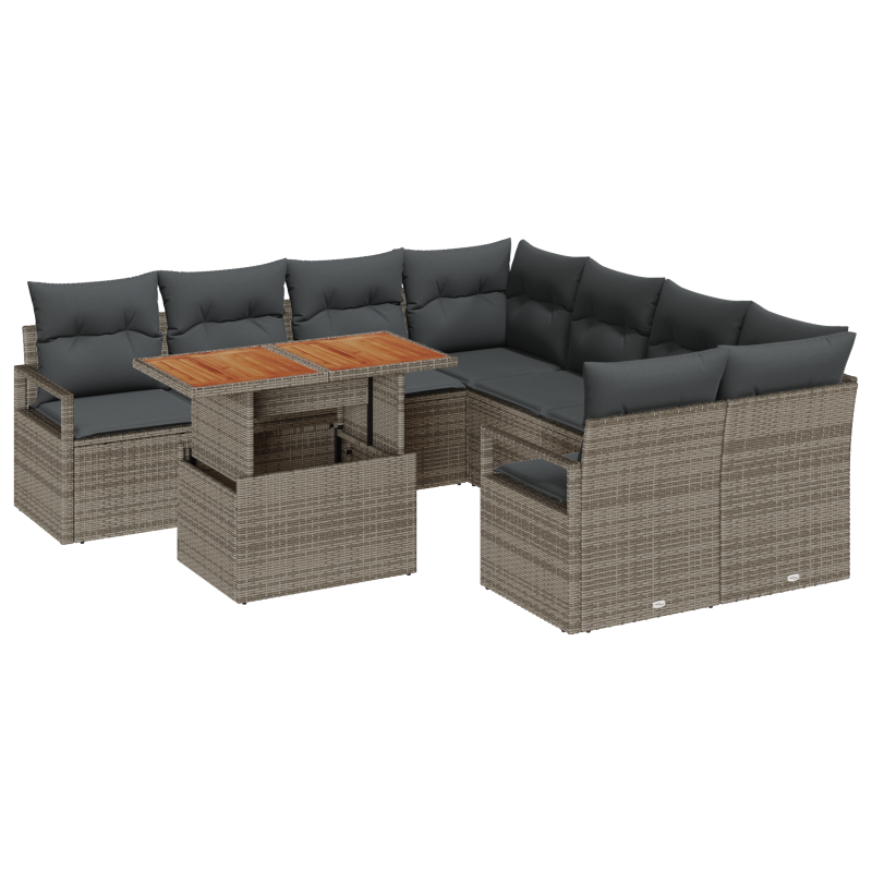 4-teiliges Garten Sofa Set mit Kissen Beige Poly Rattan