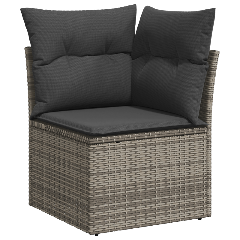 9-teiliges Garten-Sofa-Set mit Kissen Grau Poly-Rattan