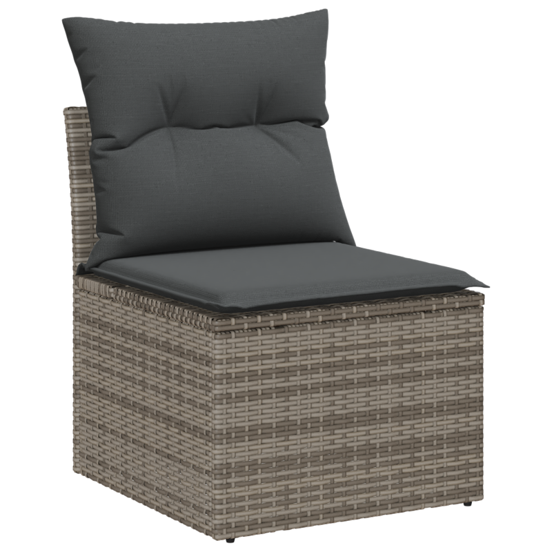 10-teiliges Garten Sofa Set mit Kissen Beige Poly Rattan