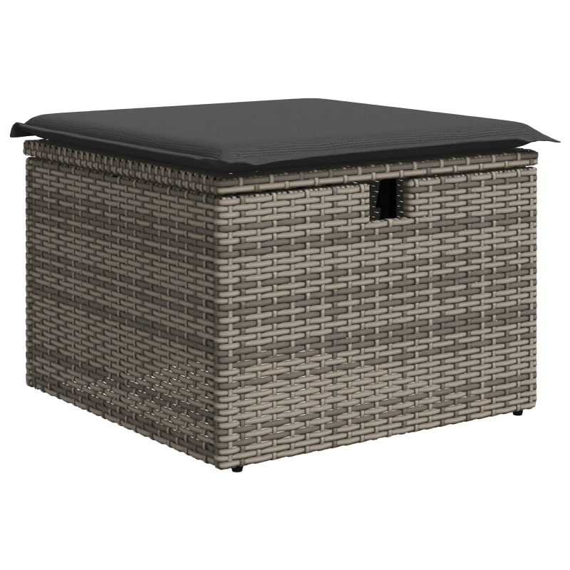 10-teiliges Garten Sofa Set mit Kissen Beige Poly Rattan