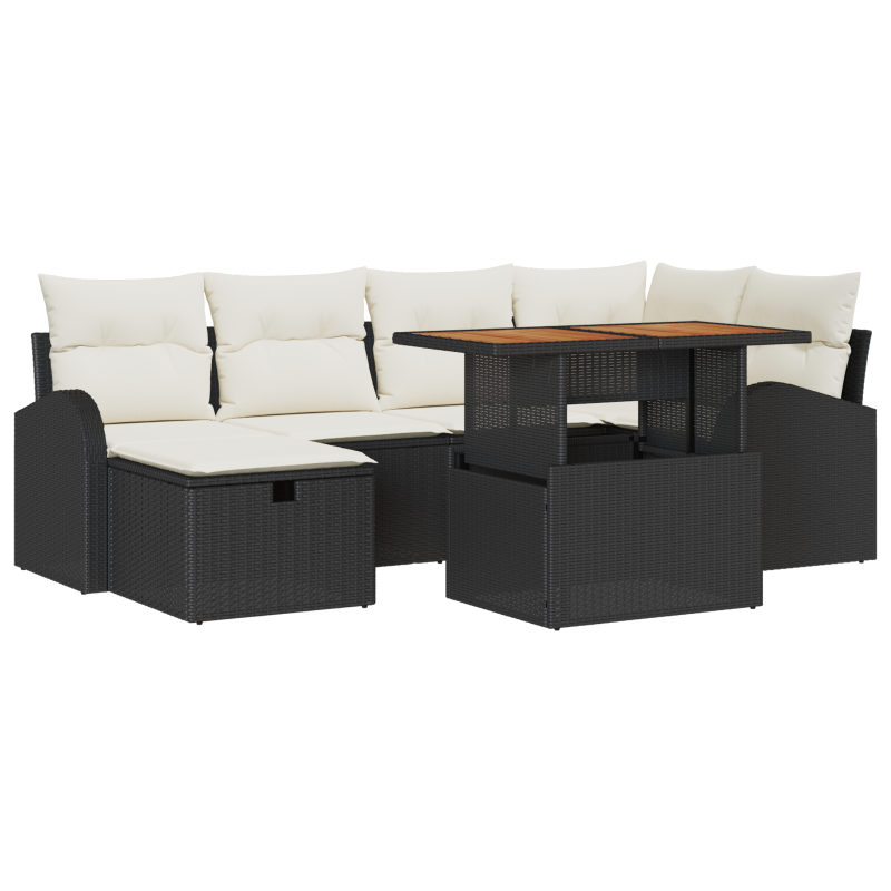 5-teiliges Garten Sofaset mit Kissen Braunes Poly Rattan