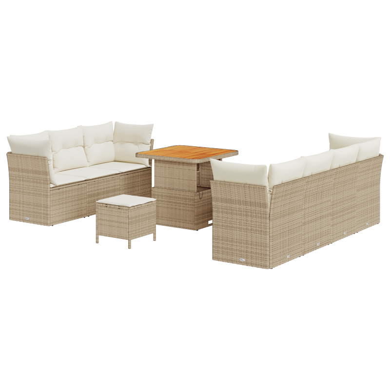 7-teiliges Garten Sofa Set mit Kissen Schwarz Poly-Rattan