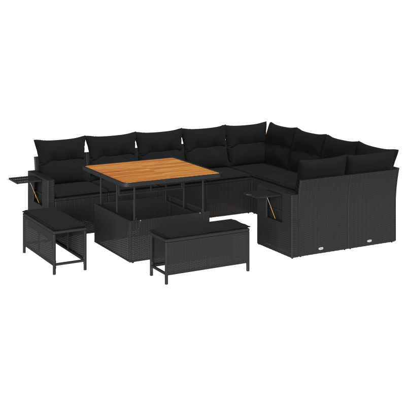 6-teiliges Garten Sofa Set mit Kissen Beige Poly Rattan