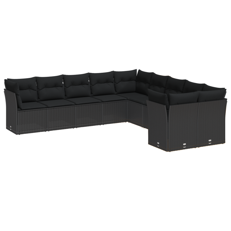 13-teiliges Garten-Sofa-Set mit Kissen Schwarz Poly-Rattan Akazie