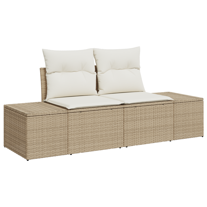 8-teiliges Garten Sofaset mit Kissen Beige Poly Rattan Akazie