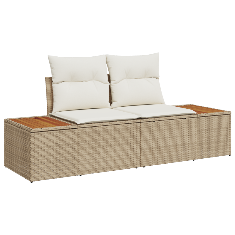 8-teiliges Garten Sofa Set mit Kissen Beige Poly Rattan