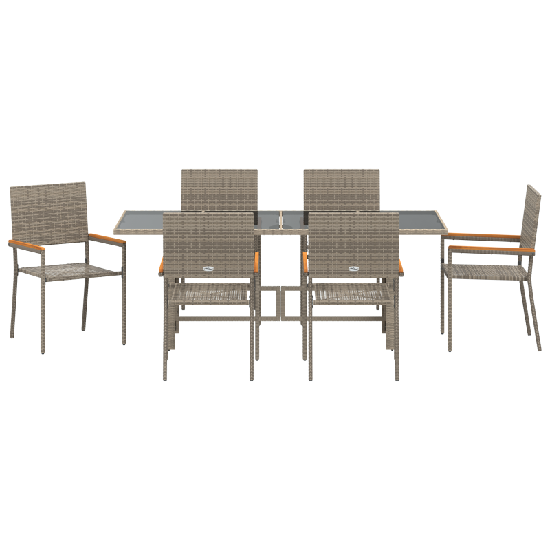 7-teiliges Garten Essset Grau Poly-Rattan