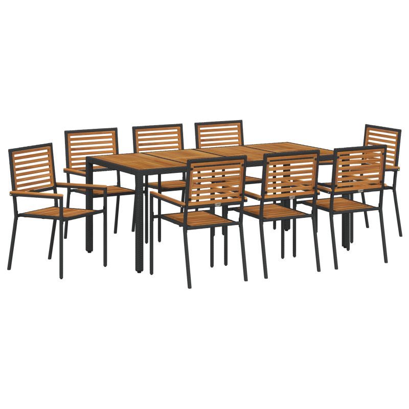 9-teiliges Garten Sofa Set mit Kissen Beige Poly Rattan