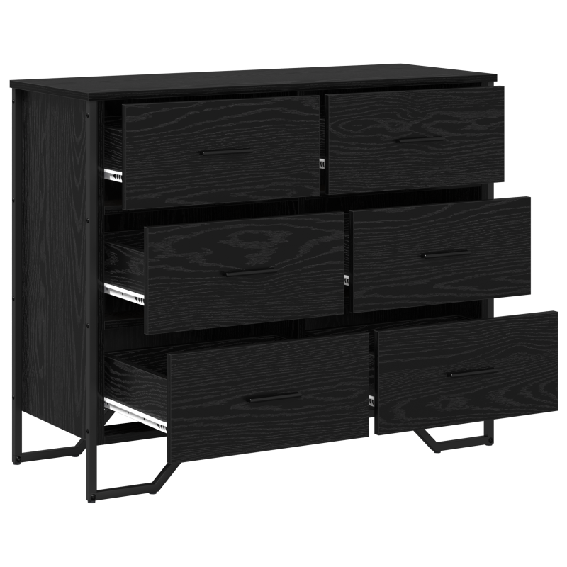 Kommode Schwarz-Eiche 91x35,5x74,5 cm Holzwerkstoff
