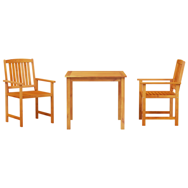 3-teiliges Garten-Dining-Set aus massivem Akazienholz
