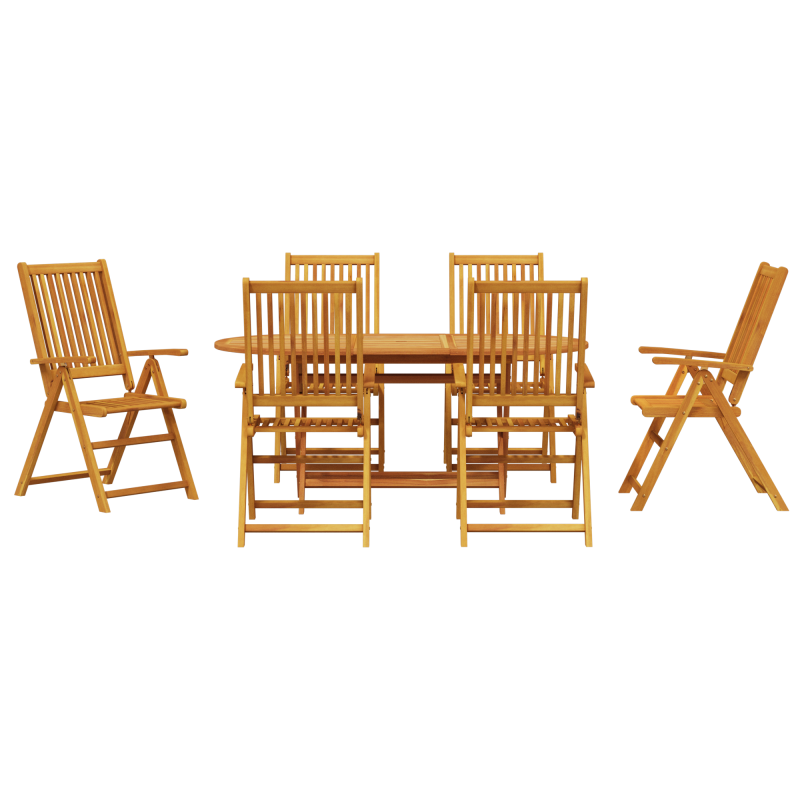 7-teiliges Garten-Esstisch-Set aus massivem Akazienholz