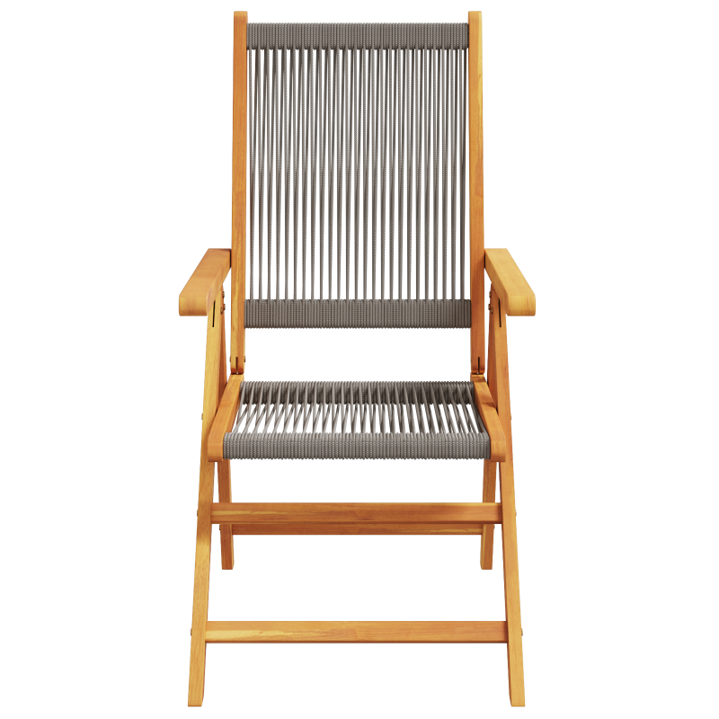 5-teiliges Garten Essset in Grau mit massivem Akazienholz und Poly Rattan