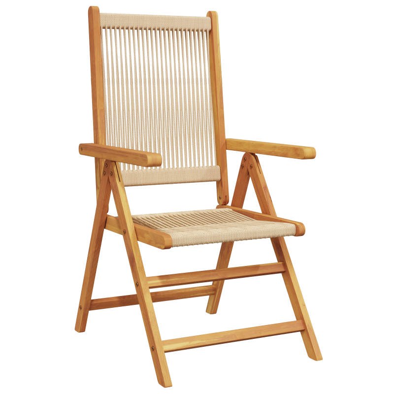 5-teiliges Garten-Esszimmer-Set in Beige aus massivem Akazienholz und Poly-Rattan