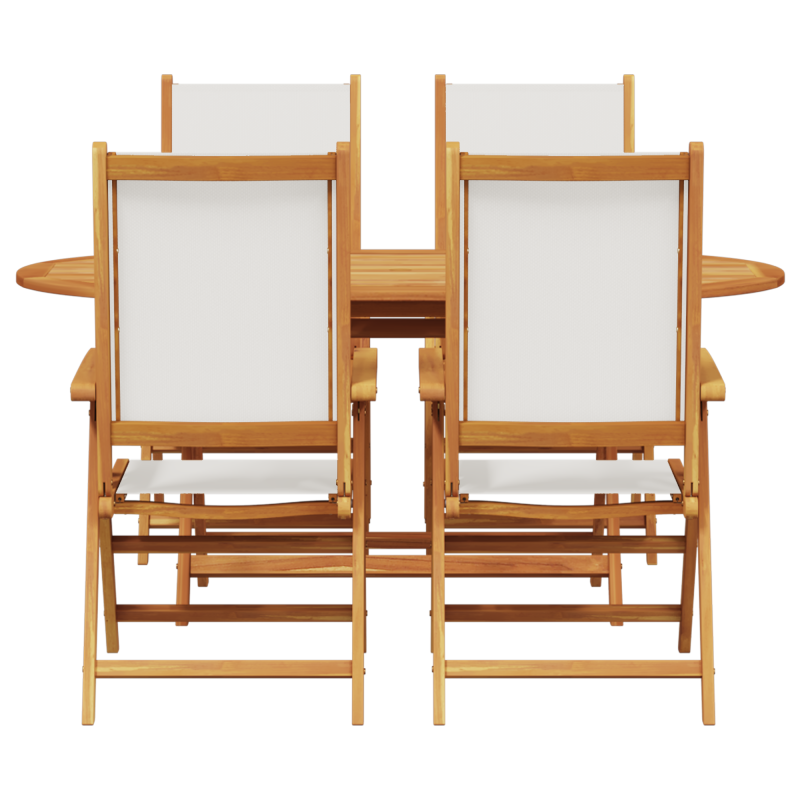 5-teilige Garten Essgruppe Creme Weiß Massivholz Akazie