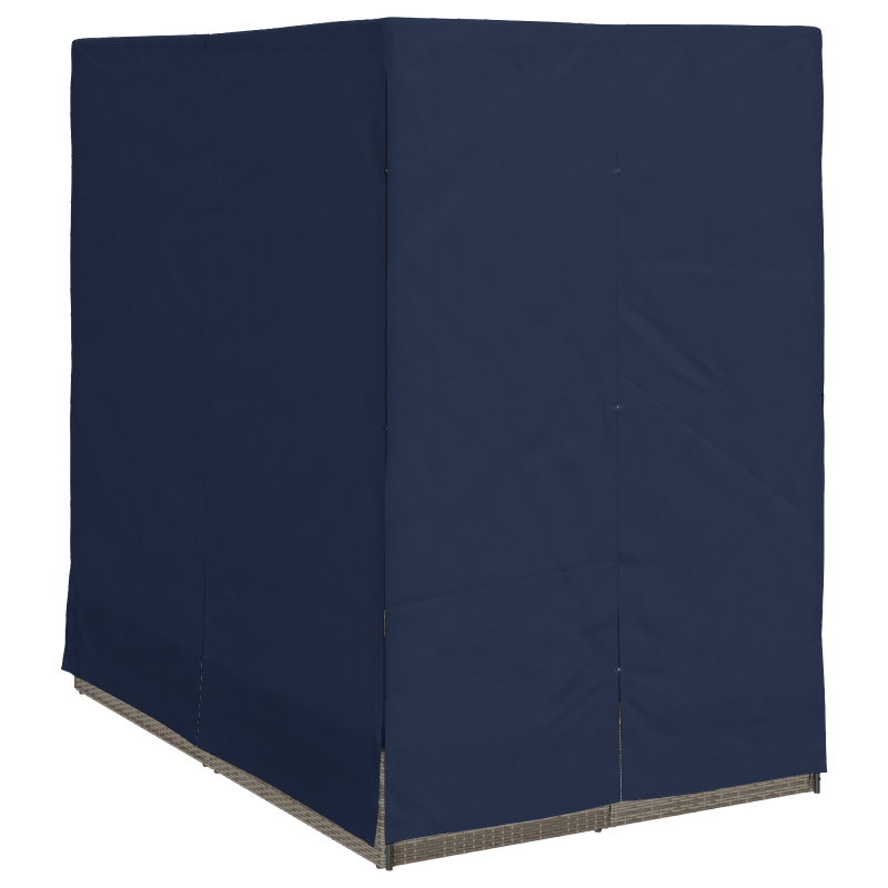 Doppelliege Set aus 2 Grau und Marineblau Rattan Groß