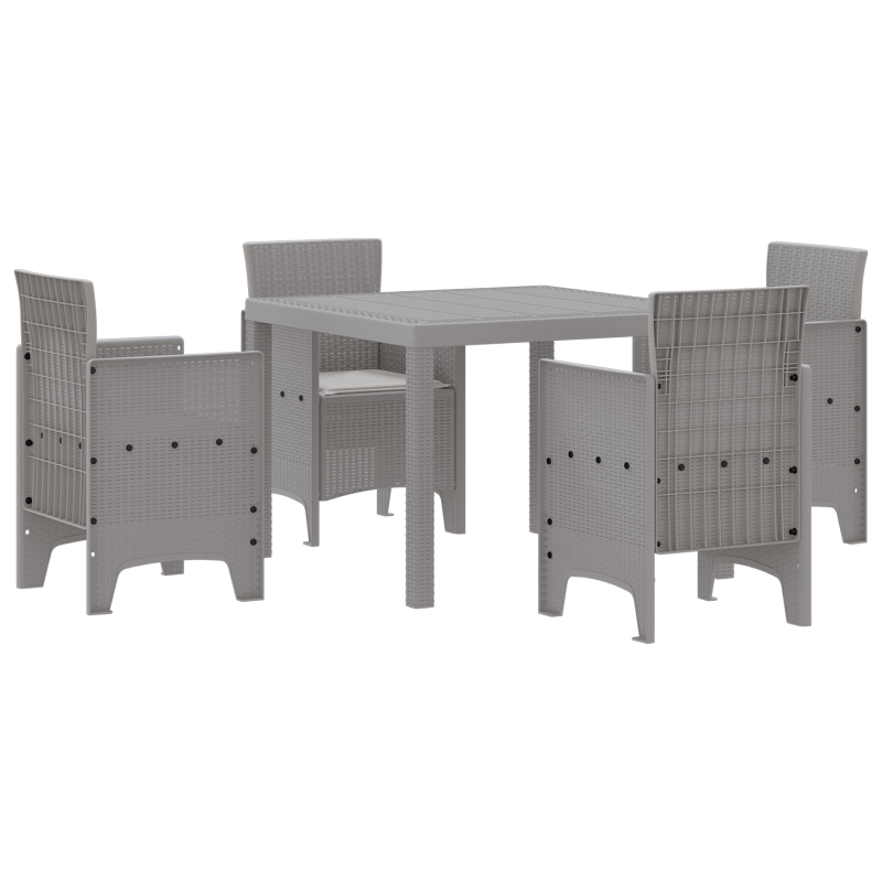 5-teiliges Garten Essgruppe mit Kissen Hellgrau Poly Rattan