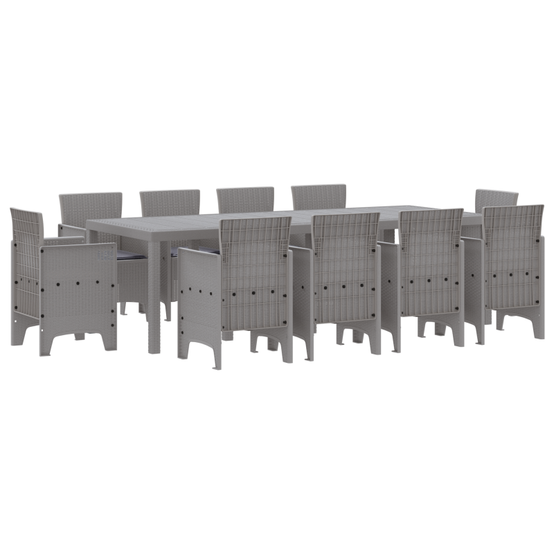 11-teiliges Garten-Essset Hellgrau Poly-Rattan