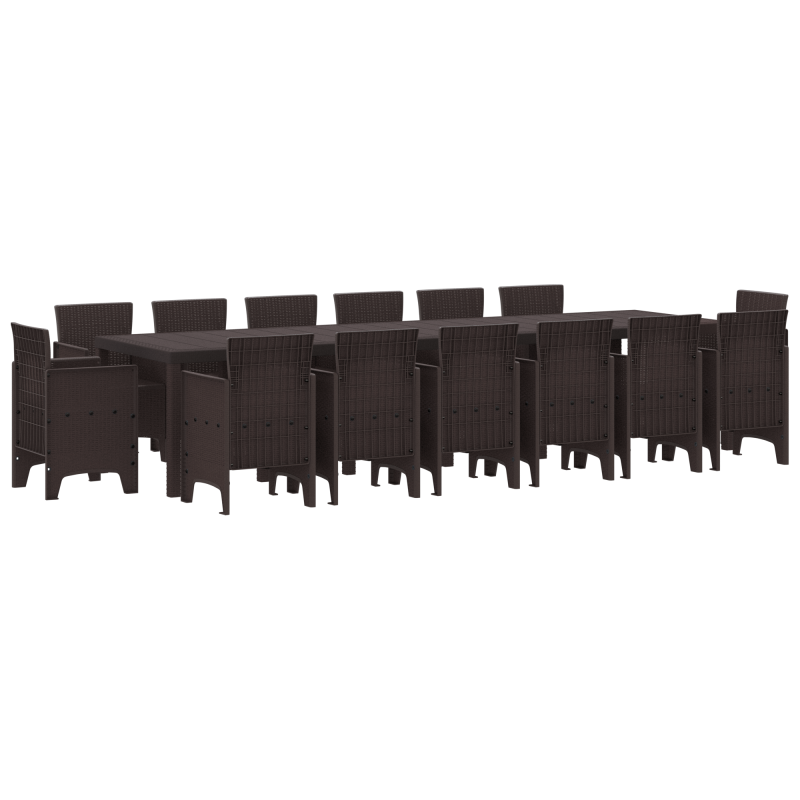 15-teiliges Garten Esszimmer Set Braun Poly-Rattan