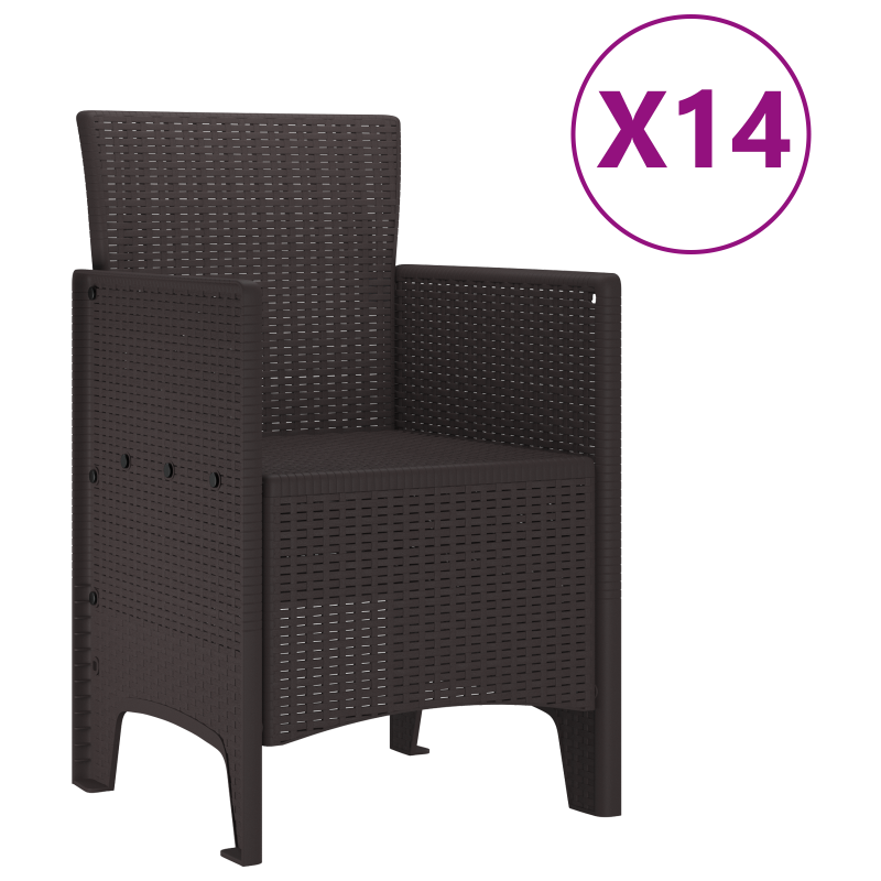 15-teiliges Garten Esszimmer Set Braun Poly-Rattan