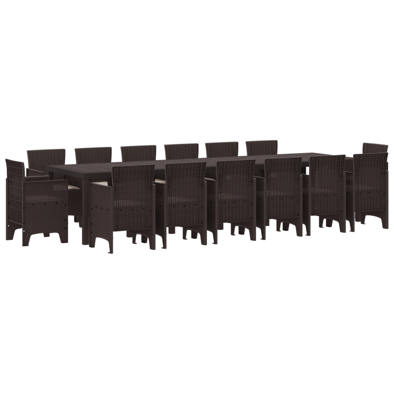 15-teilige Garten Essgruppe mit Kissen Braun Poly-Rattan