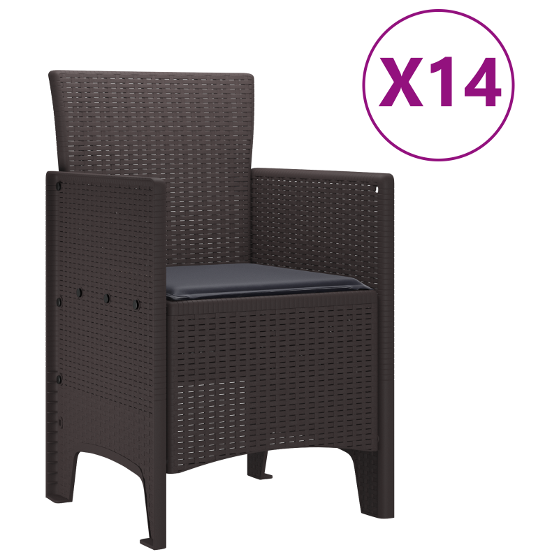 15-teilige Garten Essgruppe mit Kissen Braun Poly-Rattan