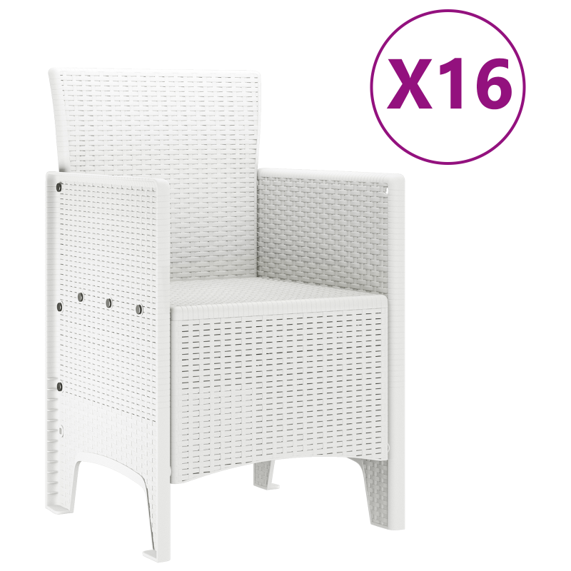 17-teiliges Garten-Esszimmer-Set Weiß Poly-Rattan