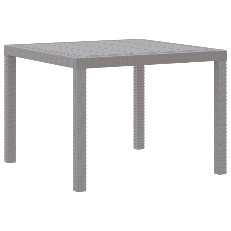 3-teiliges Garten Essbereich Set mit Polsterung Hellgrau Poly Rattan