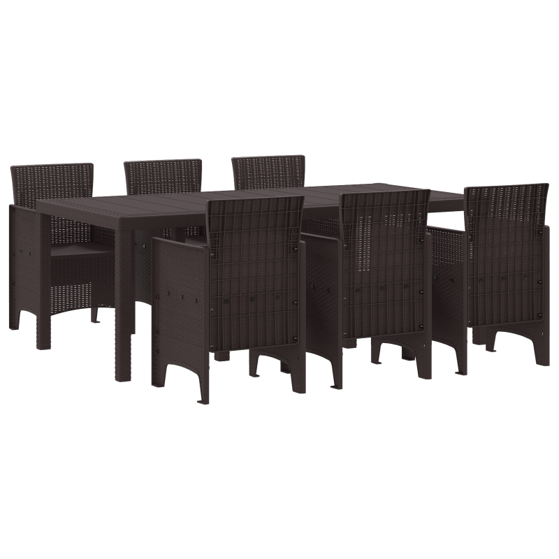 7-teiliges Garten-Essplatz-Set Braunes Poly Rattan