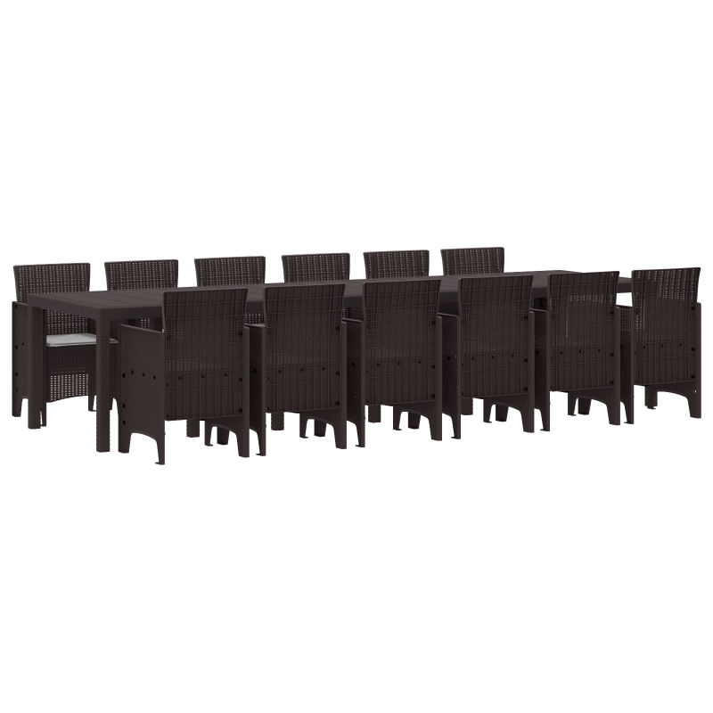 13-teiliges Garten Essset mit Kissen Braun Poly-Rattan