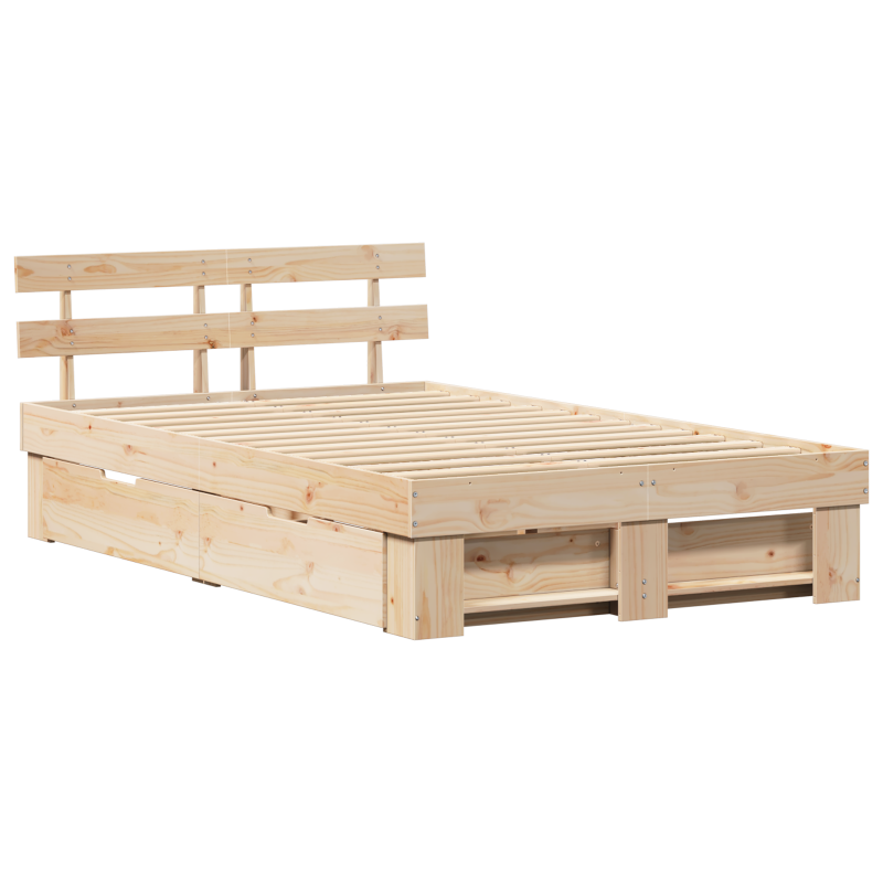 Bettgestell mit Schubladen 135x190 cm Massivholz-Kiefer