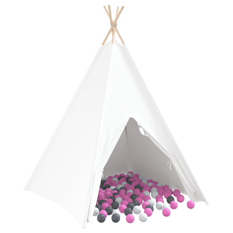 Kinder-Teepee-Zelt mit Tasche Pfirsich & Spielbälle Haut Weiß