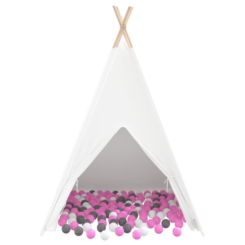 Kinder-Teepee-Zelt mit Tasche Pfirsich & Spielbälle Haut Weiß