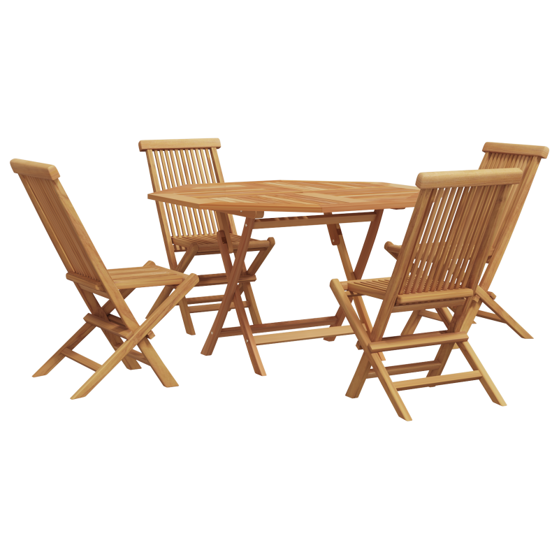 5-teiliges Garten Esstisch Set Massivholz Teak