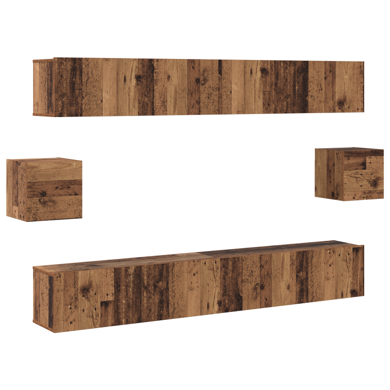 6-teiliges TV-Schrank-Set Altholz Holzwerkstoff