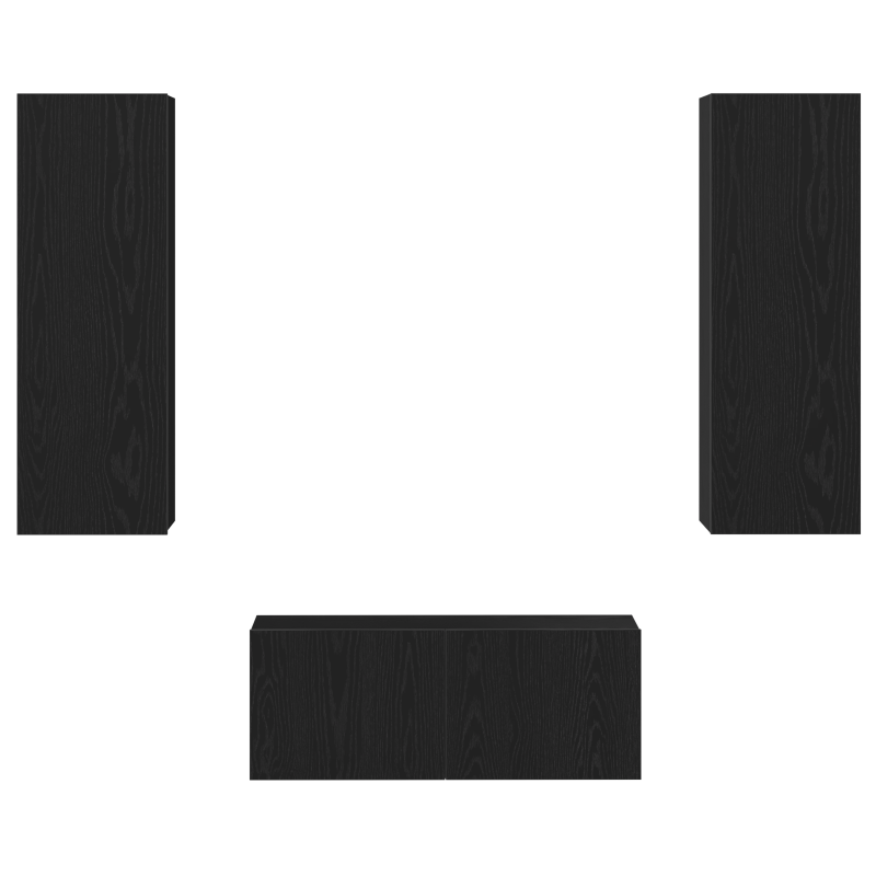 3-teiliges TV-Schrank-Wandmontage Schwarze Eiche aus technischem Holz