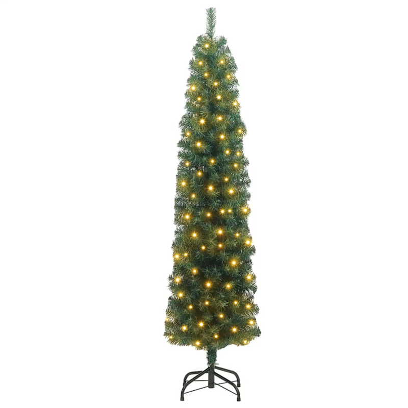 Schlanker Weihnachtsbaum mit 300 LEDs Grün 210 cm