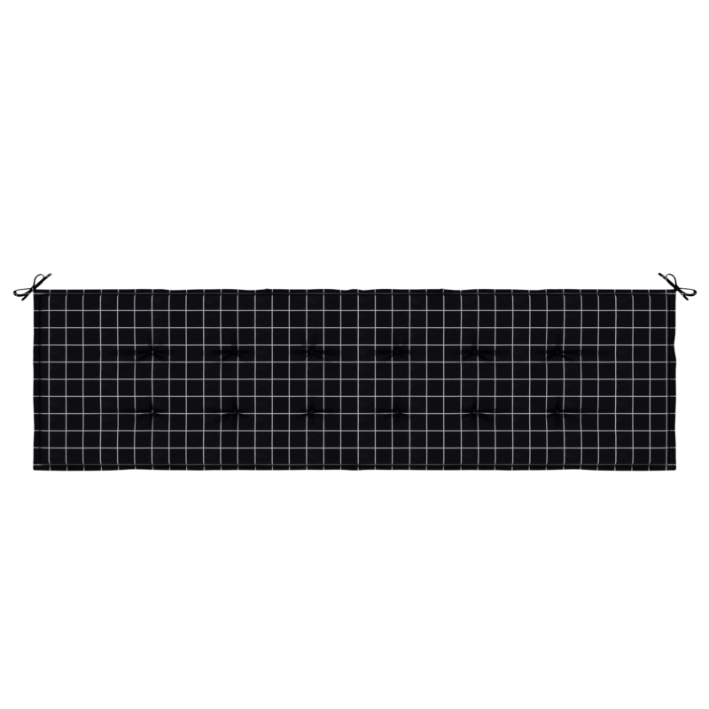 Gartenbankkissen - Karomuster in Schwarz - 180 x 50 x 4 cm - Oxford-Gewebe