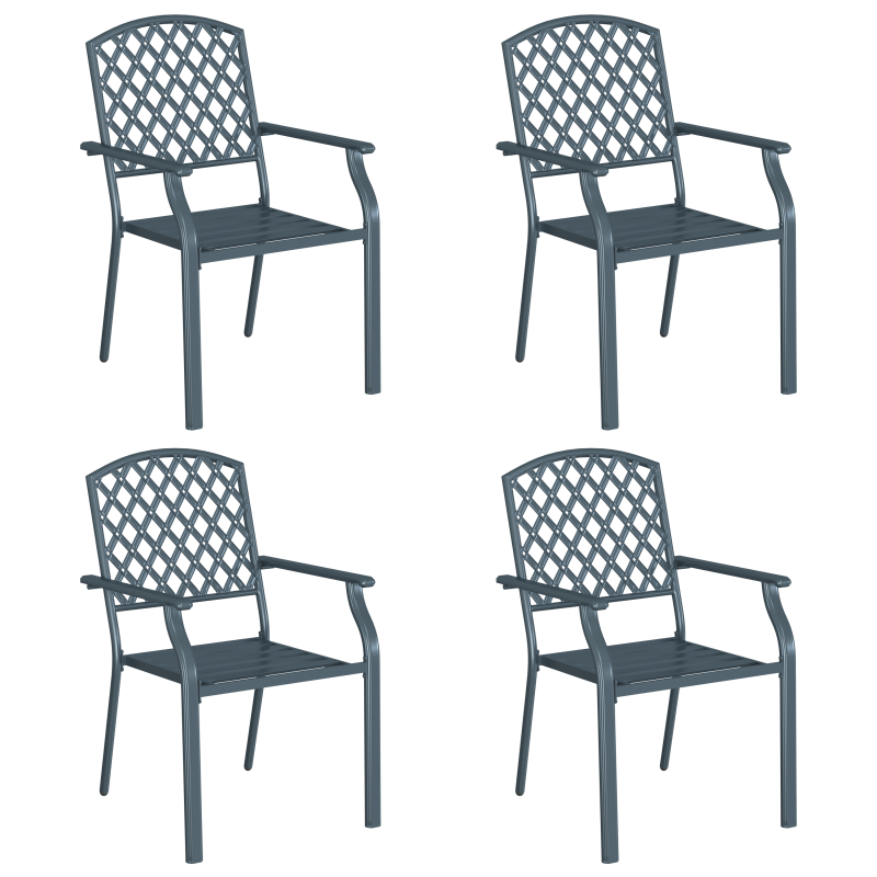Gartenstühle 4er Set Stapelbar Anthrazit Stahl