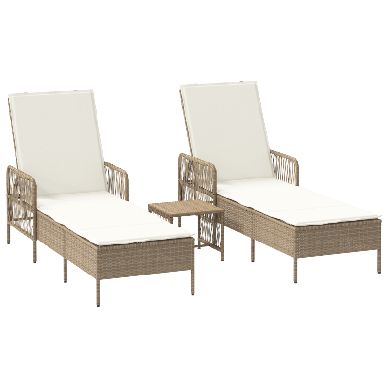 9-teiliges Garten Sofaset mit Kissen Beige Poly Rattan Akazie