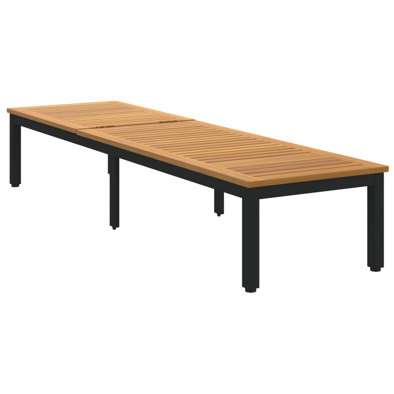 Sonnenliege Schwarz 200x55x35 cm Massivholz Akazie