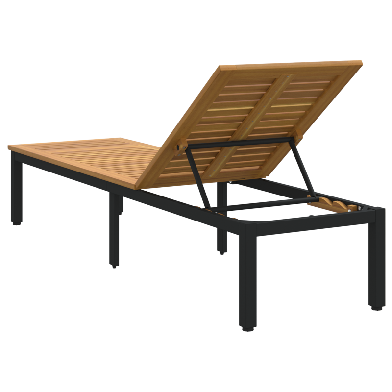Sonnenliege Schwarz 200x55x35 cm Massivholz Akazie