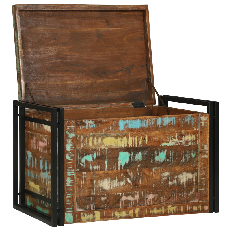 Aufbewahrungskiste bunt 80x50x50 cm aus solidem recyceltem Holz