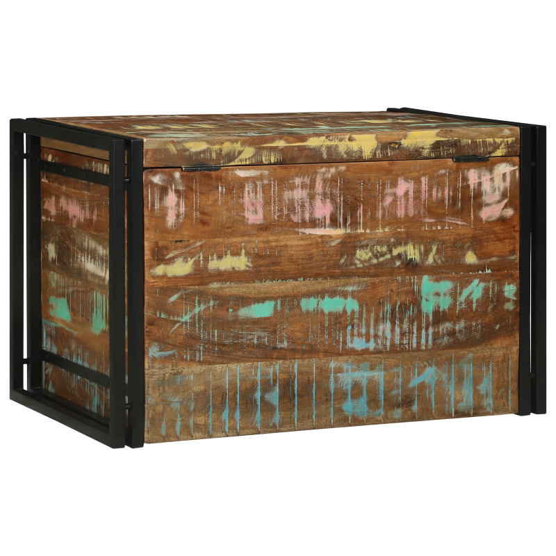Aufbewahrungskiste bunt 80x50x50 cm aus solidem recyceltem Holz
