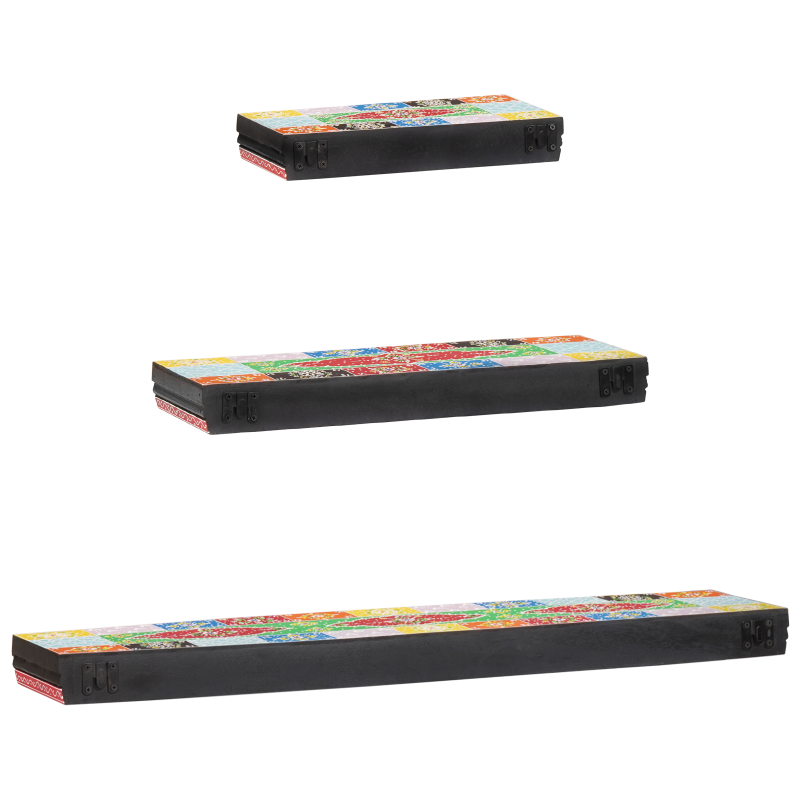 3-teiliges Wandregal-Set 100x20x6 cm aus Mangoholz