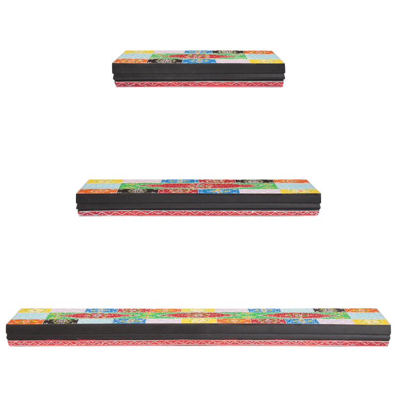 3-teiliges Wandregal-Set 100x20x6 cm aus Mangoholz