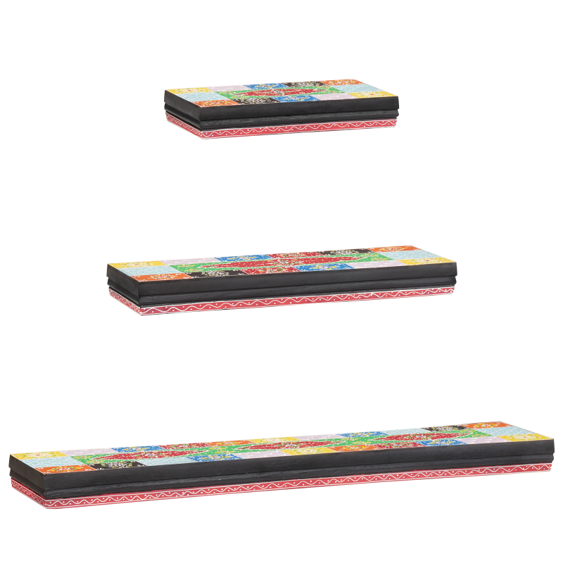 3-teiliges Wandregal-Set 100x20x6 cm aus Mangoholz