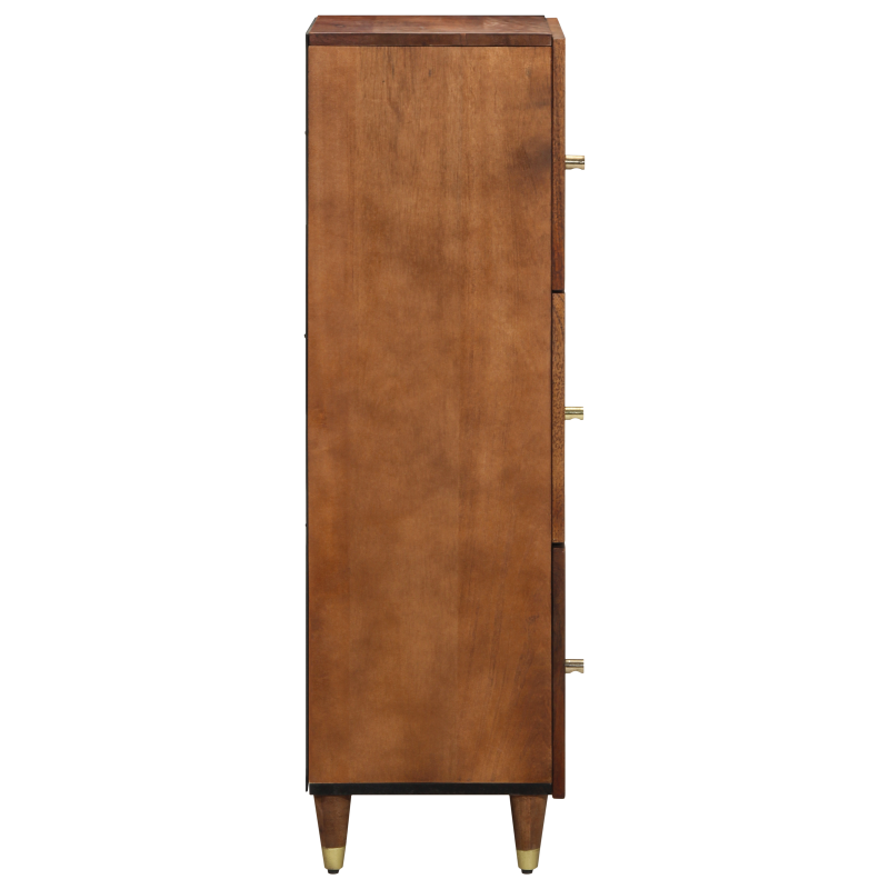 Highboard Honigbraun mit goldenen Akzenten Massivholz Mango
