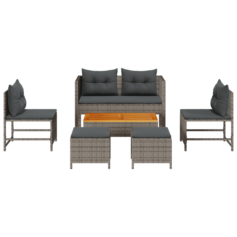 Outdoor-Sofa-Set Grau und Dunkelgrau Rattan, gehärtetes Glas Mittel
