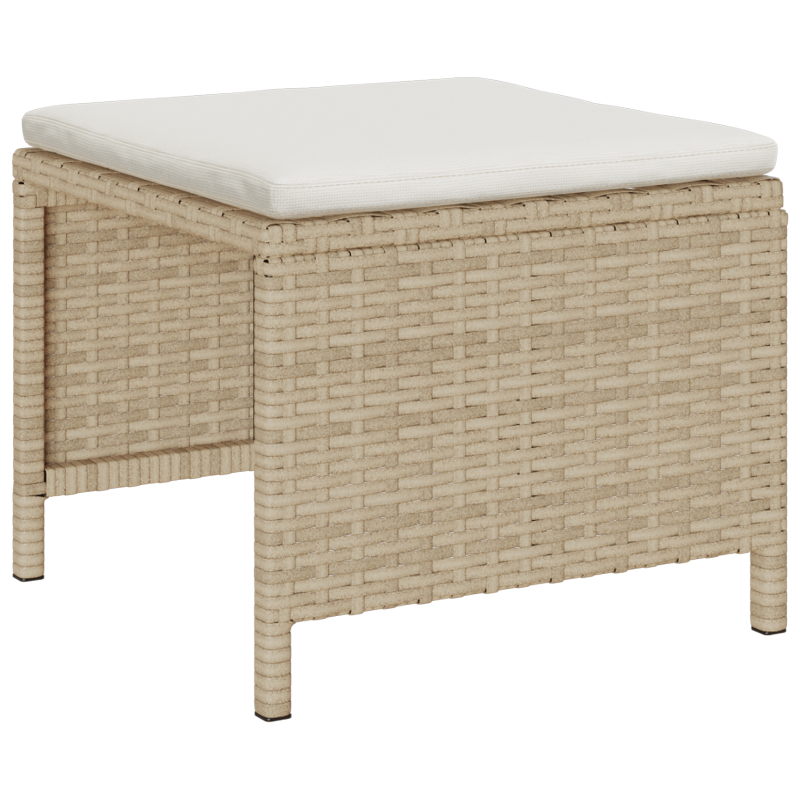 Outdoor Sofa Set Beige und Creme Rattan und Stoff Mittel