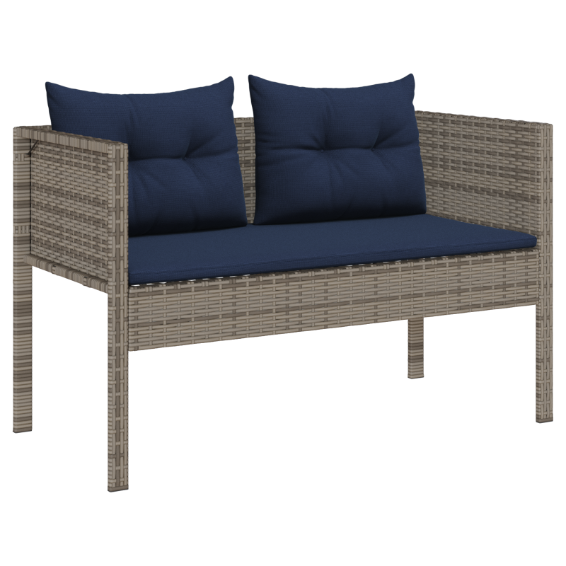 Outdoor-Sofa-Set Grau und Marineblau Rattan mit Metallrahmen